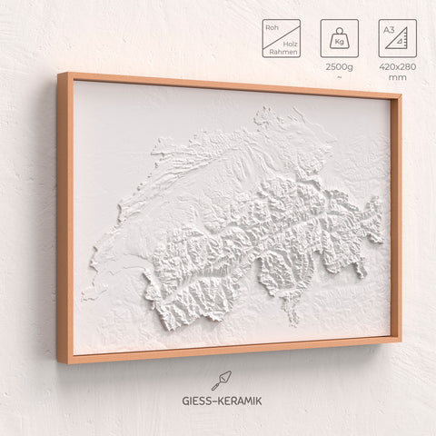 3D Relief Schweiz - Reliefkarte aus Keramik